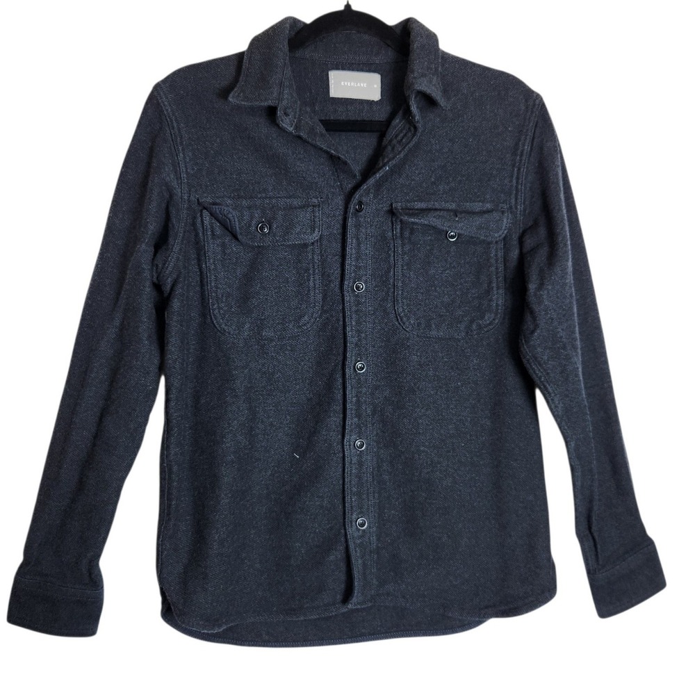 Everlane Mens Flannel Shirt Charcoal Gray Cotton Heavyweight Button Down Size M